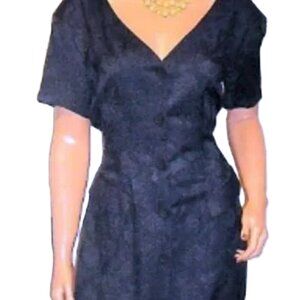 Vintage Judy's Black Floral Dress 11/12 NWT